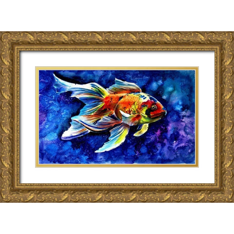 Goldfish Gold Ornate Wood Framed Art Print with Double Matting by Kovacs, Anna Brigite