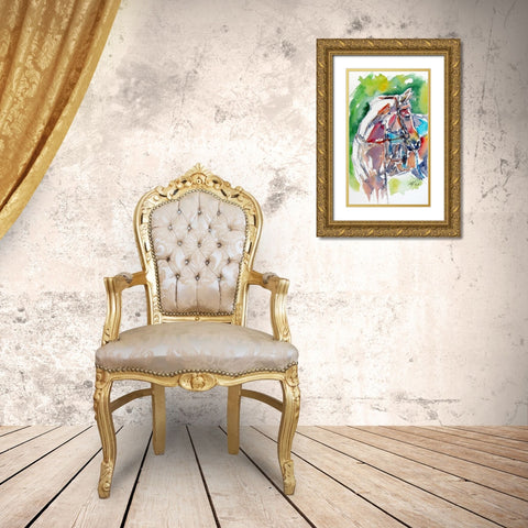 Horse Gold Ornate Wood Framed Art Print with Double Matting by Kovacs, Anna Brigite