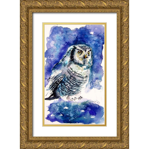 Owl in the Forest II Gold Ornate Wood Framed Art Print with Double Matting by Kovacs, Anna Brigite