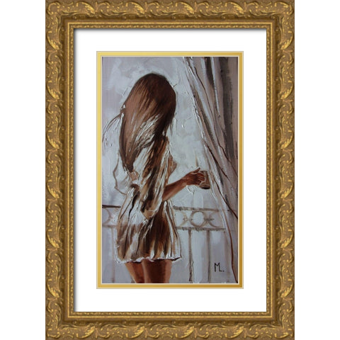 Coffee Gold Ornate Wood Framed Art Print with Double Matting by Luniak, Monika