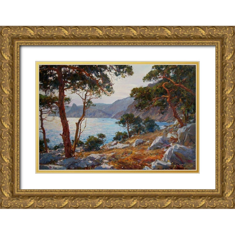 Rocky Coast VII Gold Ornate Wood Framed Art Print with Double Matting by Sviridov, Sergei