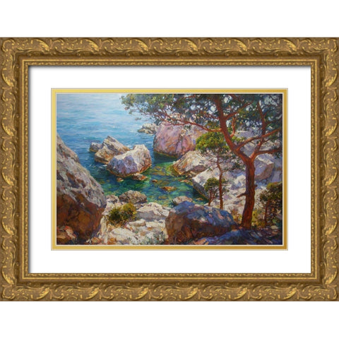 Rocky Coast X Gold Ornate Wood Framed Art Print with Double Matting by Sviridov, Sergei