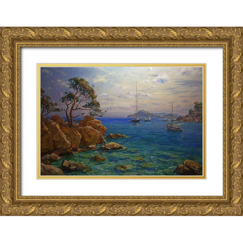 Rocky Coast XIII Gold Ornate Wood Framed Art Print with Double Matting by Sviridov, Sergei