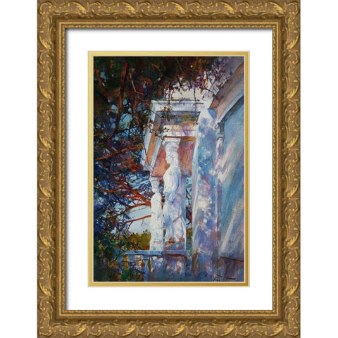 WhiteAntique  Statues Gold Ornate Wood Framed Art Print with Double Matting by Sviridov, Sergei