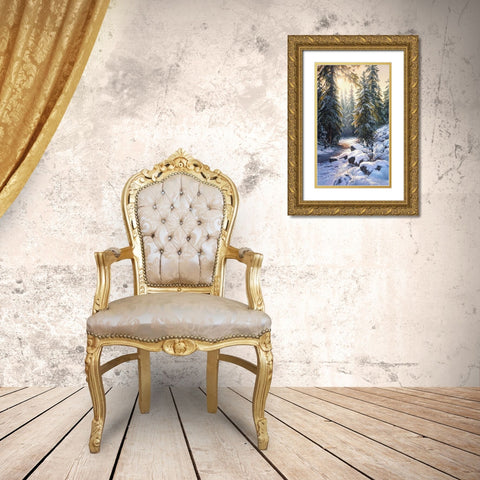 Winter Rays Gold Ornate Wood Framed Art Print with Double Matting by Yushkevich, Viktor