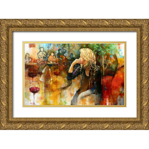 Unknown in a Tiger Scarf Gold Ornate Wood Framed Art Print with Double Matting by Zakrynycny, Viktor