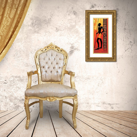 Waiting Man Gold Ornate Wood Framed Art Print with Double Matting by Veda