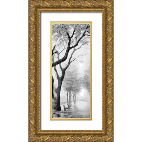 Trees by the Road I BW Gold Ornate Wood Framed Art Print with Double Matting by Medeiros, Celito