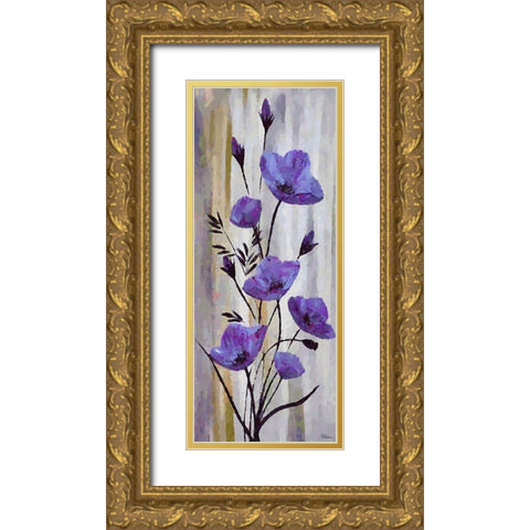 Purple Flowers Gold Ornate Wood Framed Art Print with Double Matting by Medeiros, Celito