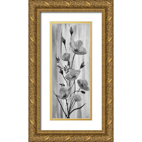 Flower BW Gold Ornate Wood Framed Art Print with Double Matting by Medeiros, Celito