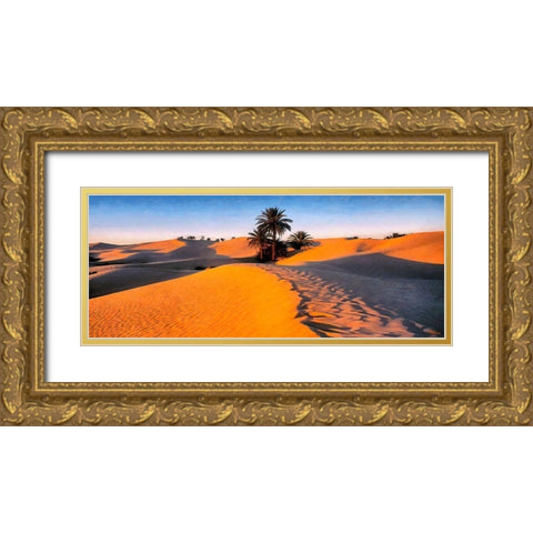 Palms in Desert Gold Ornate Wood Framed Art Print with Double Matting by Medeiros, Celito