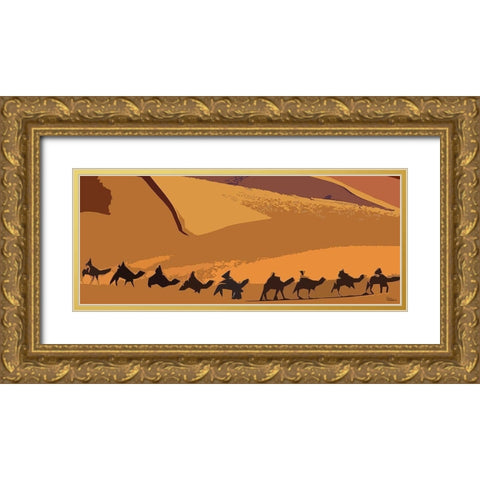 And the Caravn goes on Gold Ornate Wood Framed Art Print with Double Matting by Medeiros, Celito