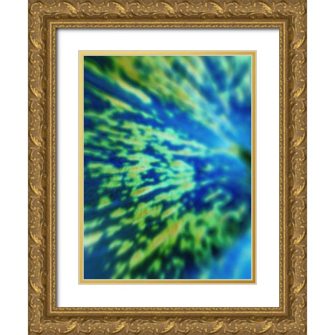 Yellow Spatter Gold Ornate Wood Framed Art Print with Double Matting by Grayscale