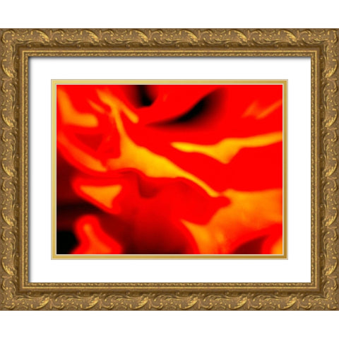 Red Petal I Gold Ornate Wood Framed Art Print with Double Matting by Grayscale