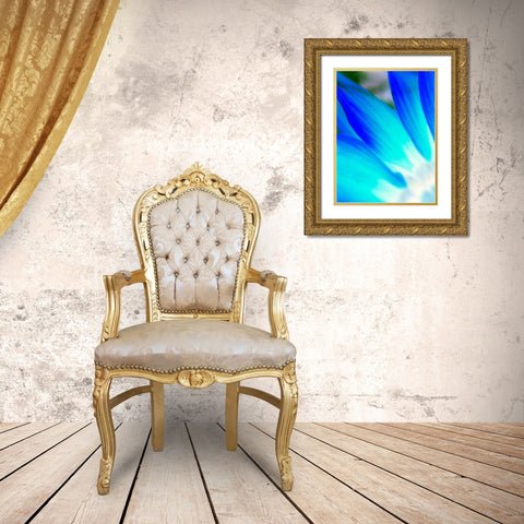 Blue Leaves I Gold Ornate Wood Framed Art Print with Double Matting by Grayscale