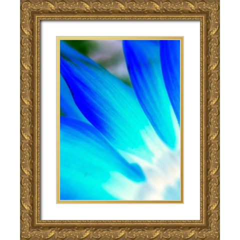 Blue Leaves I Gold Ornate Wood Framed Art Print with Double Matting by Grayscale