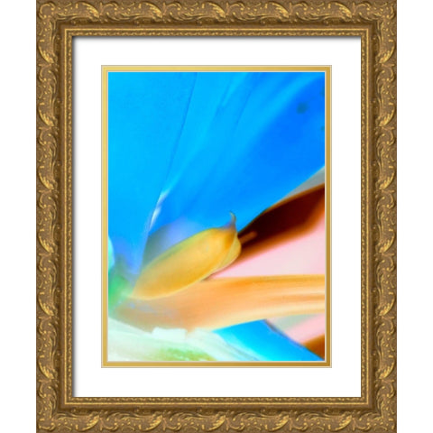 Blue Leaves II Gold Ornate Wood Framed Art Print with Double Matting by Grayscale