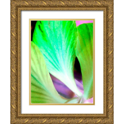 Green Leaves I Gold Ornate Wood Framed Art Print with Double Matting by Grayscale