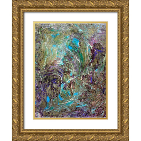 Turquoise Lava Gold Ornate Wood Framed Art Print with Double Matting by Grayscale
