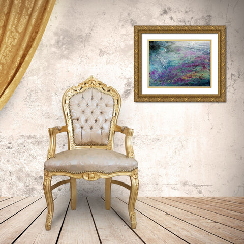 Turquoise Sediments Gold Ornate Wood Framed Art Print with Double Matting by Grayscale