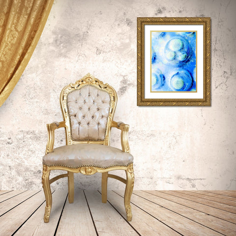 Blue Cells I Gold Ornate Wood Framed Art Print with Double Matting by Grayscale