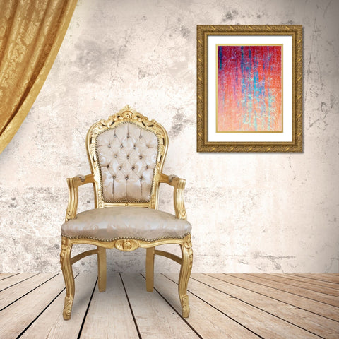 Red Scribble Gold Ornate Wood Framed Art Print with Double Matting by Grayscale