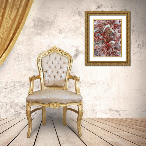 Red Texture I Gold Ornate Wood Framed Art Print with Double Matting by Grayscale