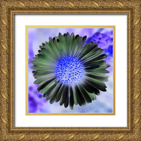 Green Flower I Gold Ornate Wood Framed Art Print with Double Matting by Grayscale