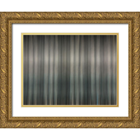 Fabric Pinstripes V Gold Ornate Wood Framed Art Print with Double Matting by Grayscale