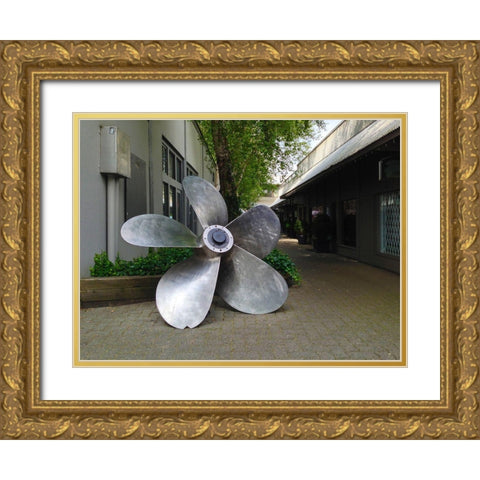 Fan Blade Gold Ornate Wood Framed Art Print with Double Matting by Grayscale