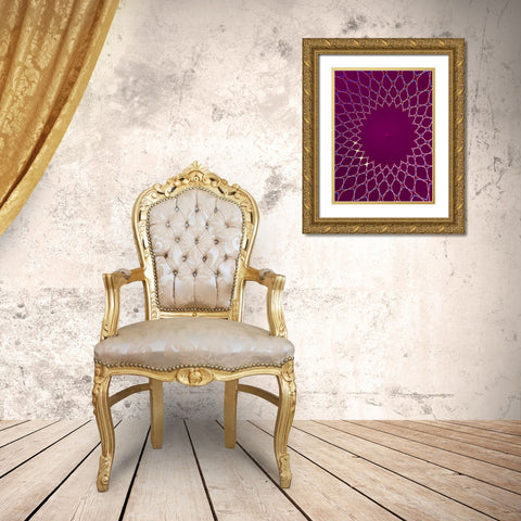 Purple Diamonds I Gold Ornate Wood Framed Art Print with Double Matting by Grayscale