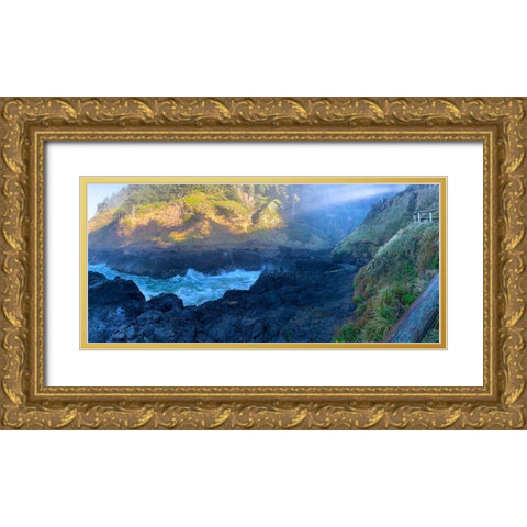 Rocky Beach I Gold Ornate Wood Framed Art Print with Double Matting by Grayscale