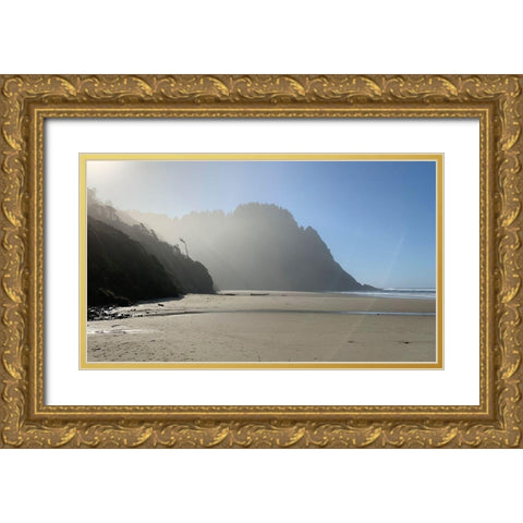 Foggy Beach I Gold Ornate Wood Framed Art Print with Double Matting by Grayscale