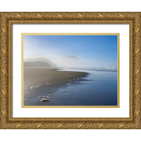 Foggy Beach II Gold Ornate Wood Framed Art Print with Double Matting by Grayscale
