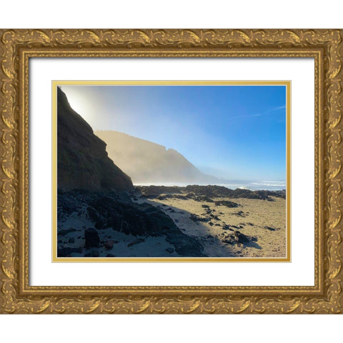 Foggy Beach III Gold Ornate Wood Framed Art Print with Double Matting by Grayscale