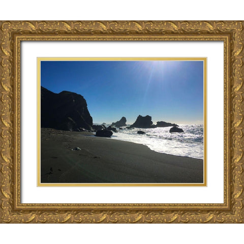 Sunny Beach I Gold Ornate Wood Framed Art Print with Double Matting by Grayscale