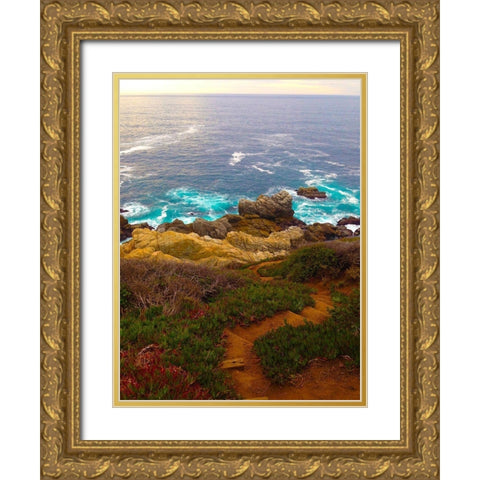 Rocky Path I Gold Ornate Wood Framed Art Print with Double Matting by Grayscale