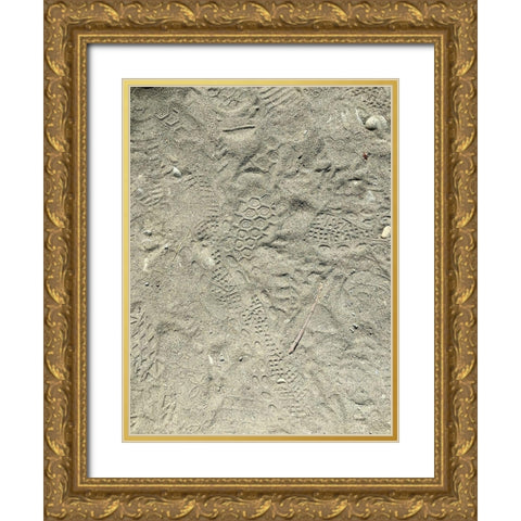 Sand Prints I Gold Ornate Wood Framed Art Print with Double Matting by Grayscale