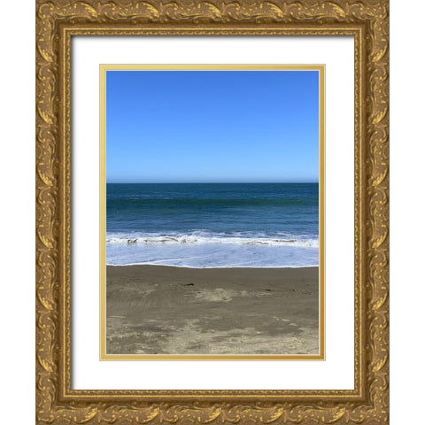 Blue Beach I Gold Ornate Wood Framed Art Print with Double Matting by Grayscale