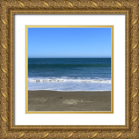 Blue Beach II Gold Ornate Wood Framed Art Print with Double Matting by Grayscale