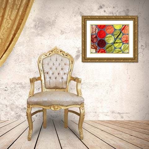 Circle Textures IV Gold Ornate Wood Framed Art Print with Double Matting by Grayscale