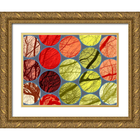 Circle Textures IV Gold Ornate Wood Framed Art Print with Double Matting by Grayscale