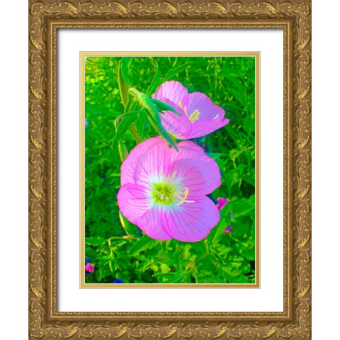 Geraniums II Gold Ornate Wood Framed Art Print with Double Matting by Grayscale