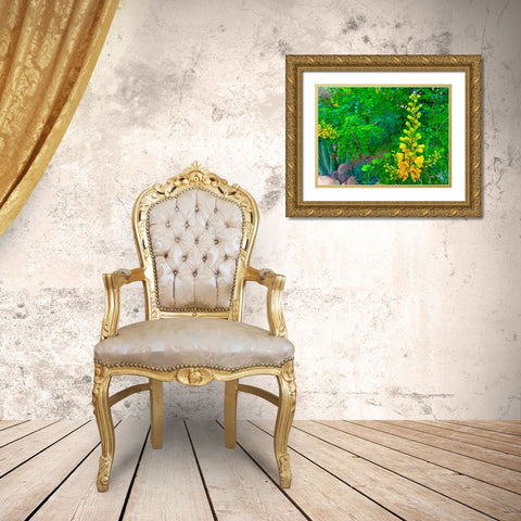 Yellow Blooms II Gold Ornate Wood Framed Art Print with Double Matting by Grayscale