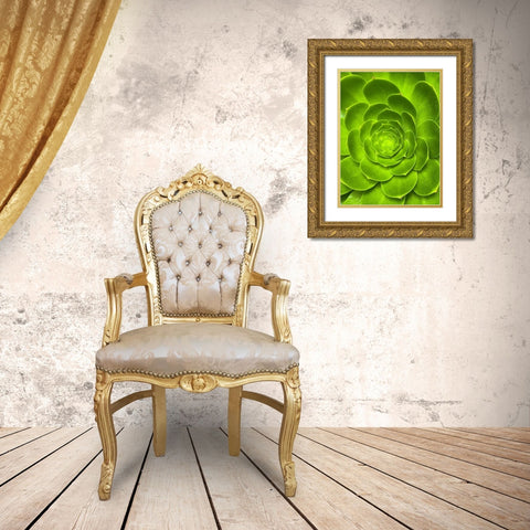 Green Bloom I Gold Ornate Wood Framed Art Print with Double Matting by Grayscale