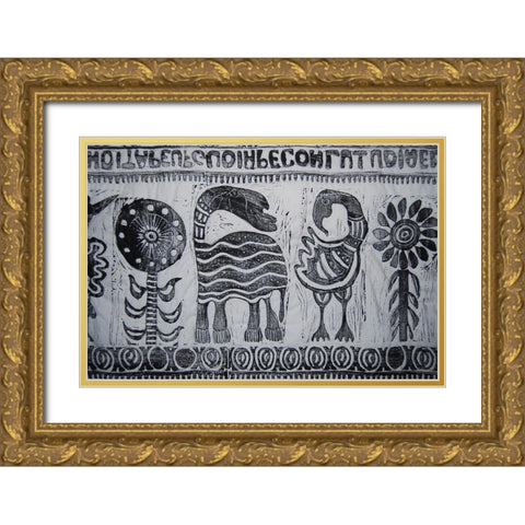 OtomÃ© Gold Ornate Wood Framed Art Print with Double Matting by Grayscale