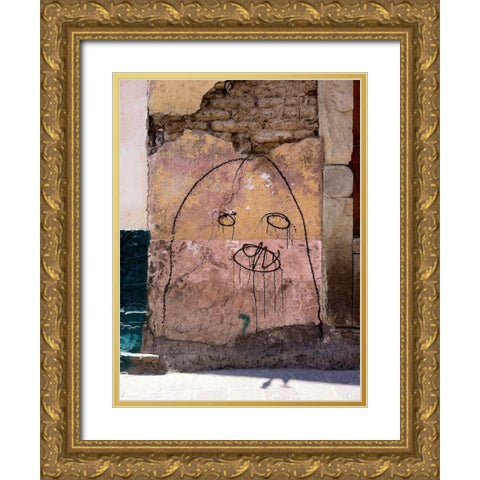 Wall Face I Gold Ornate Wood Framed Art Print with Double Matting by Grayscale