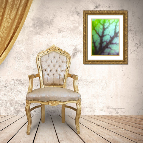 Green Leaf VIII Gold Ornate Wood Framed Art Print with Double Matting by Grayscale