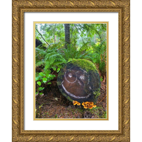 Forest Happy Face I Gold Ornate Wood Framed Art Print with Double Matting by Grayscale
