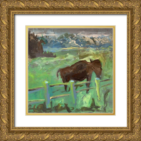 Buffalo I Gold Ornate Wood Framed Art Print with Double Matting by Grayscale